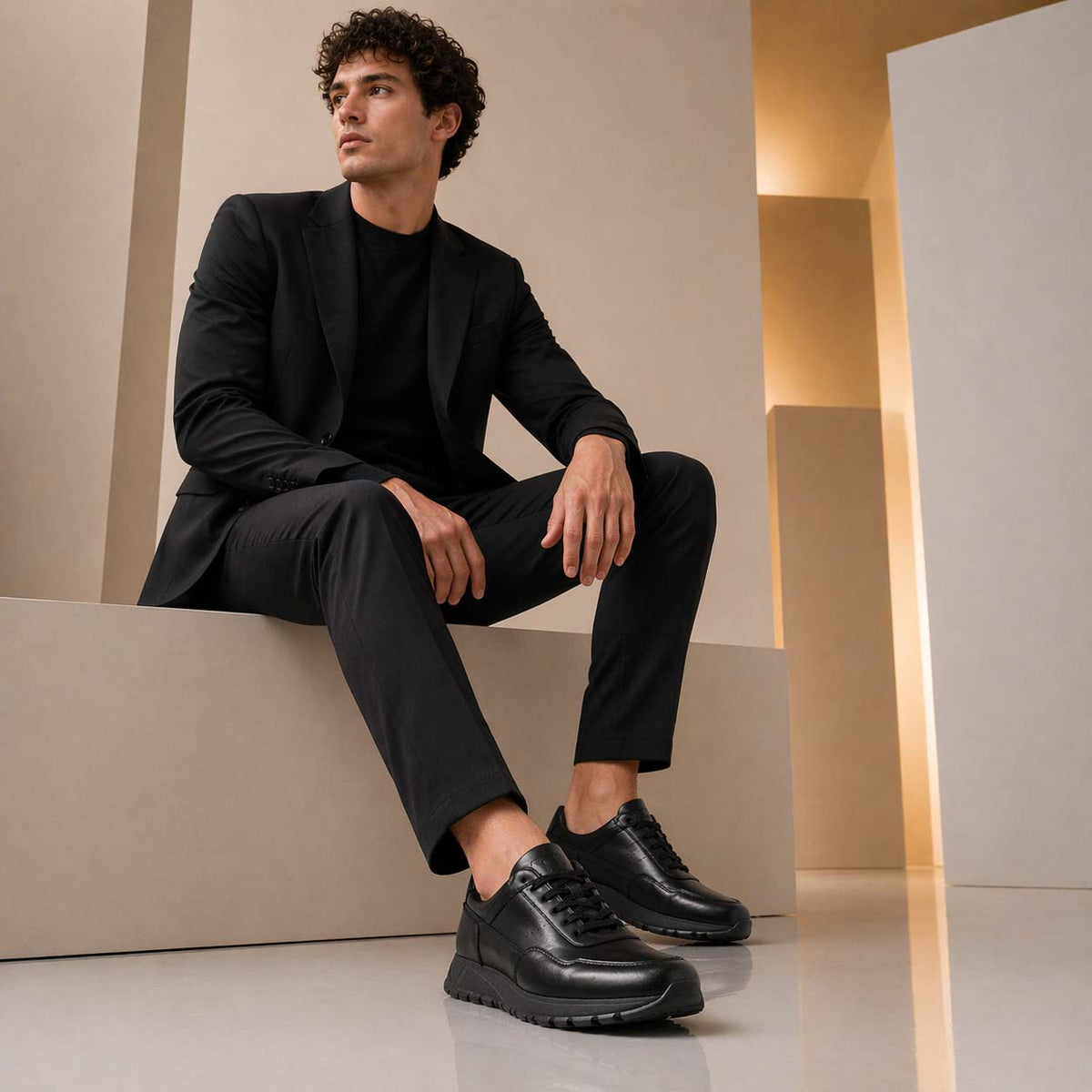 Sneaker artigianale da Uomo in pelle nera Ateneo - LeonardoShoes