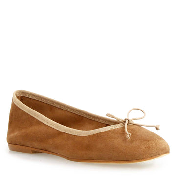 Ballerine da donna Fiocco in camoscio marrone chiaro - LeonardoShoes