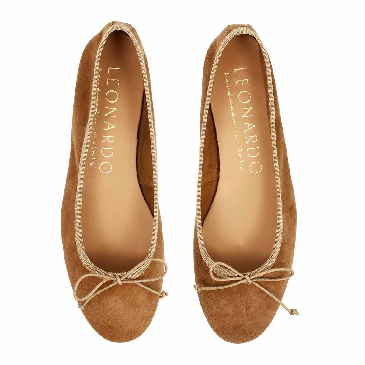 Ballerine da donna Fiocco in camoscio marrone chiaro - LeonardoShoes