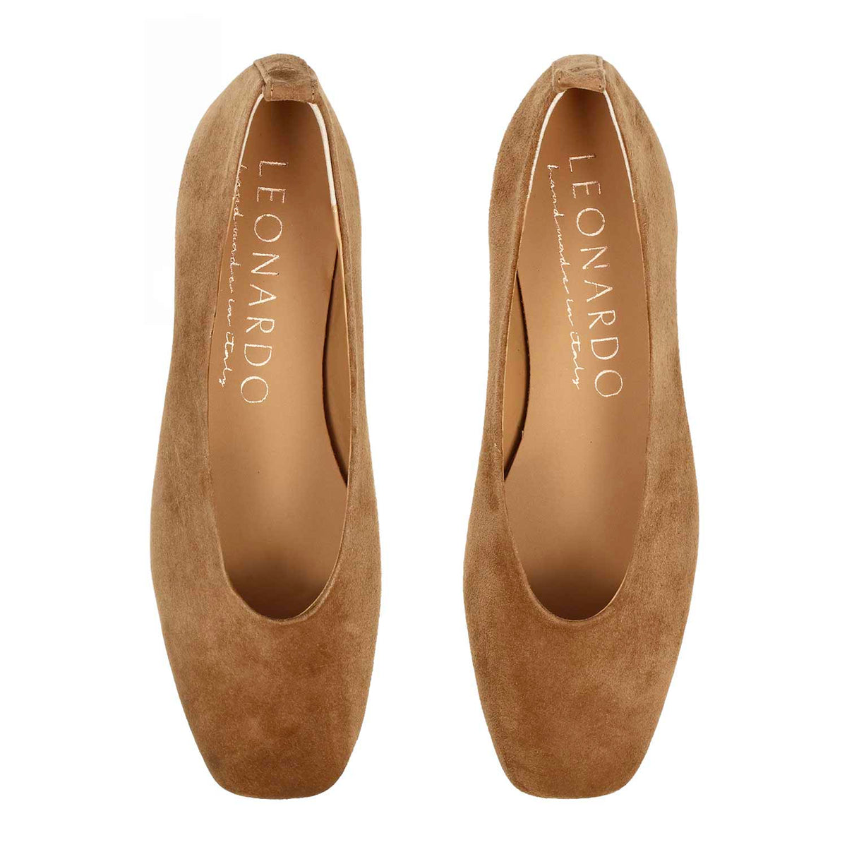 Ballerine da donna Venere in suede marrone chiaro - LeonardoShoes