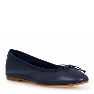 Ballerine da donna Fiocco in pelle blu - LeonardoShoes