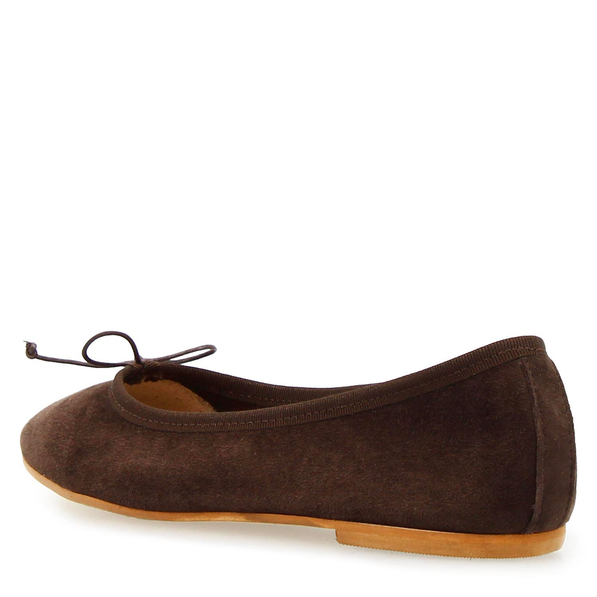 Ballerine da donna Fiocco in camoscio marrone scuro - LeonardoShoes