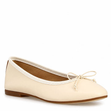 Ballerina da donna Fiocco in pelle beige - LeonardoShoes