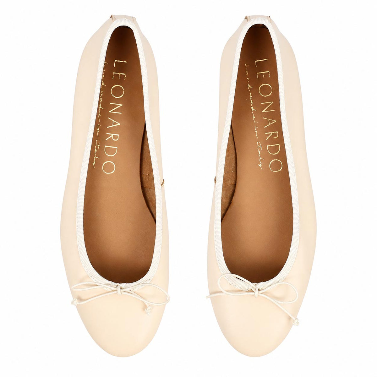 Ballerina da donna Fiocco in pelle beige - LeonardoShoes