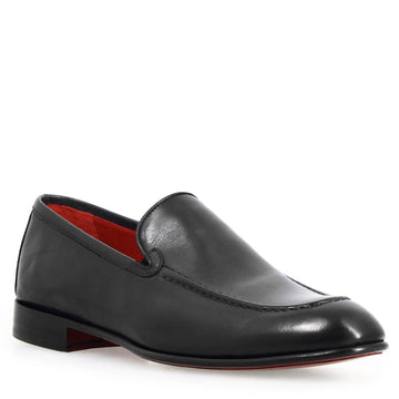 Mocassino liscio Adriano da uomo in pelle nera - LeonardoShoes