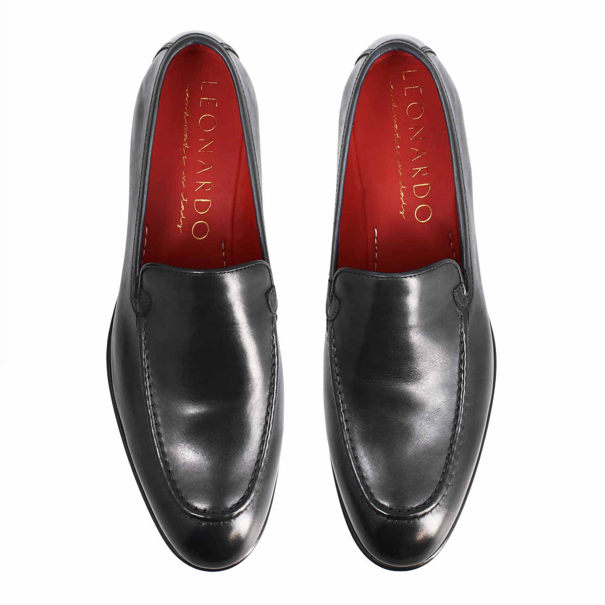 Mocassino liscio Adriano da uomo in pelle nera - LeonardoShoes