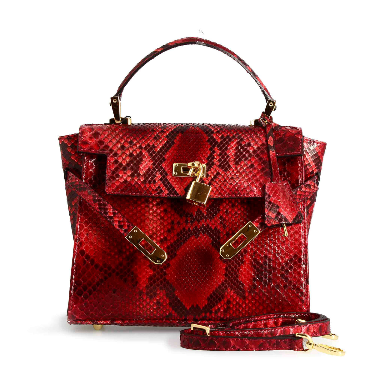 Borsa a mano con tracolla da donna artigianale in pelle pregiata rossa - LeonardoShoes