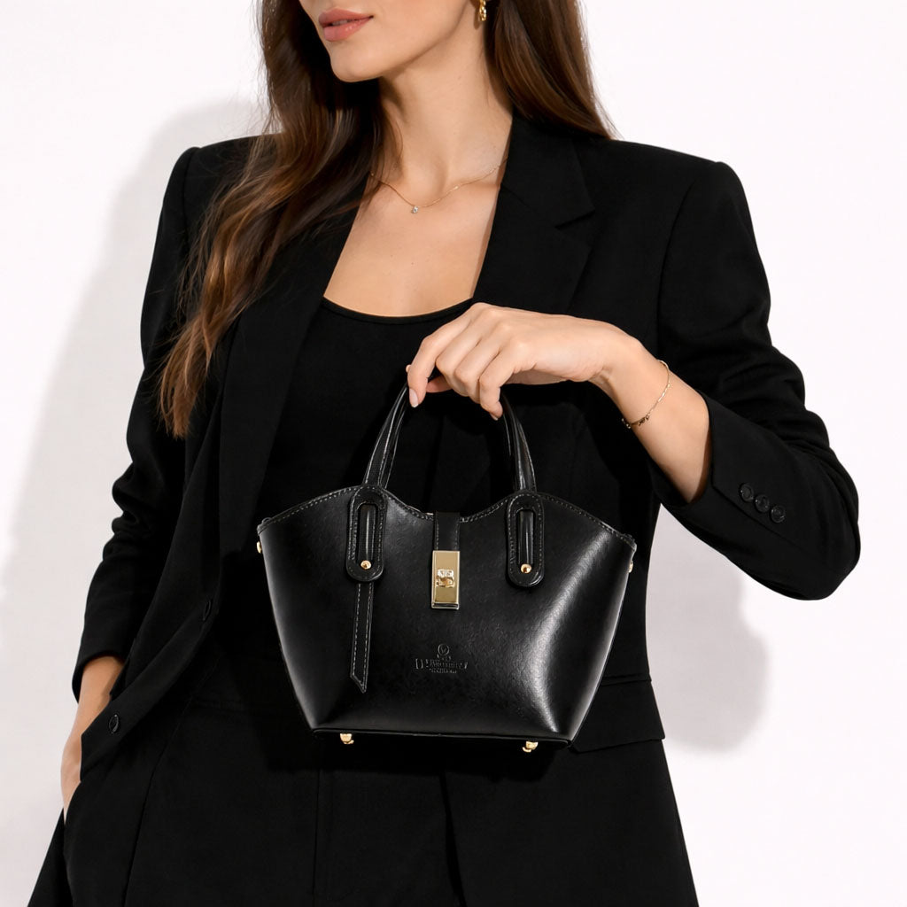 Borsa a mano Lisa da donna in pelle nera - LeonardoShoes