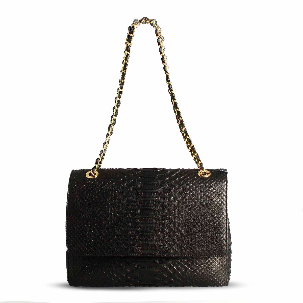 Borsa a spalla da donna in pelle pregiata nera - LeonardoShoes
