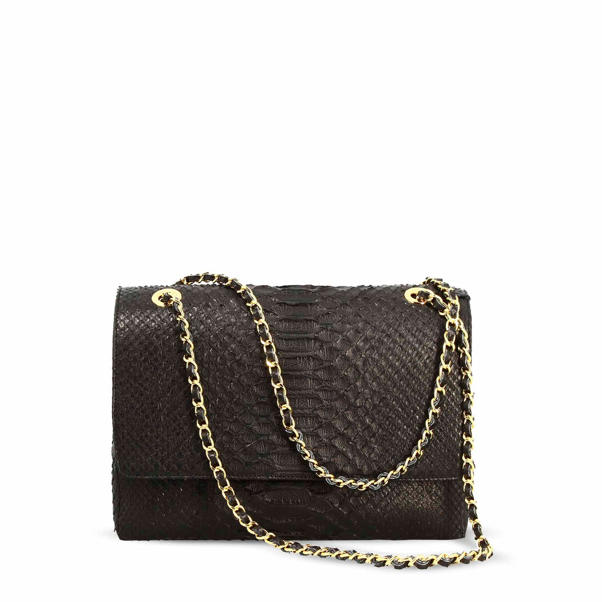 Borsa a spalla da donna in pelle pregiata nera - LeonardoShoes