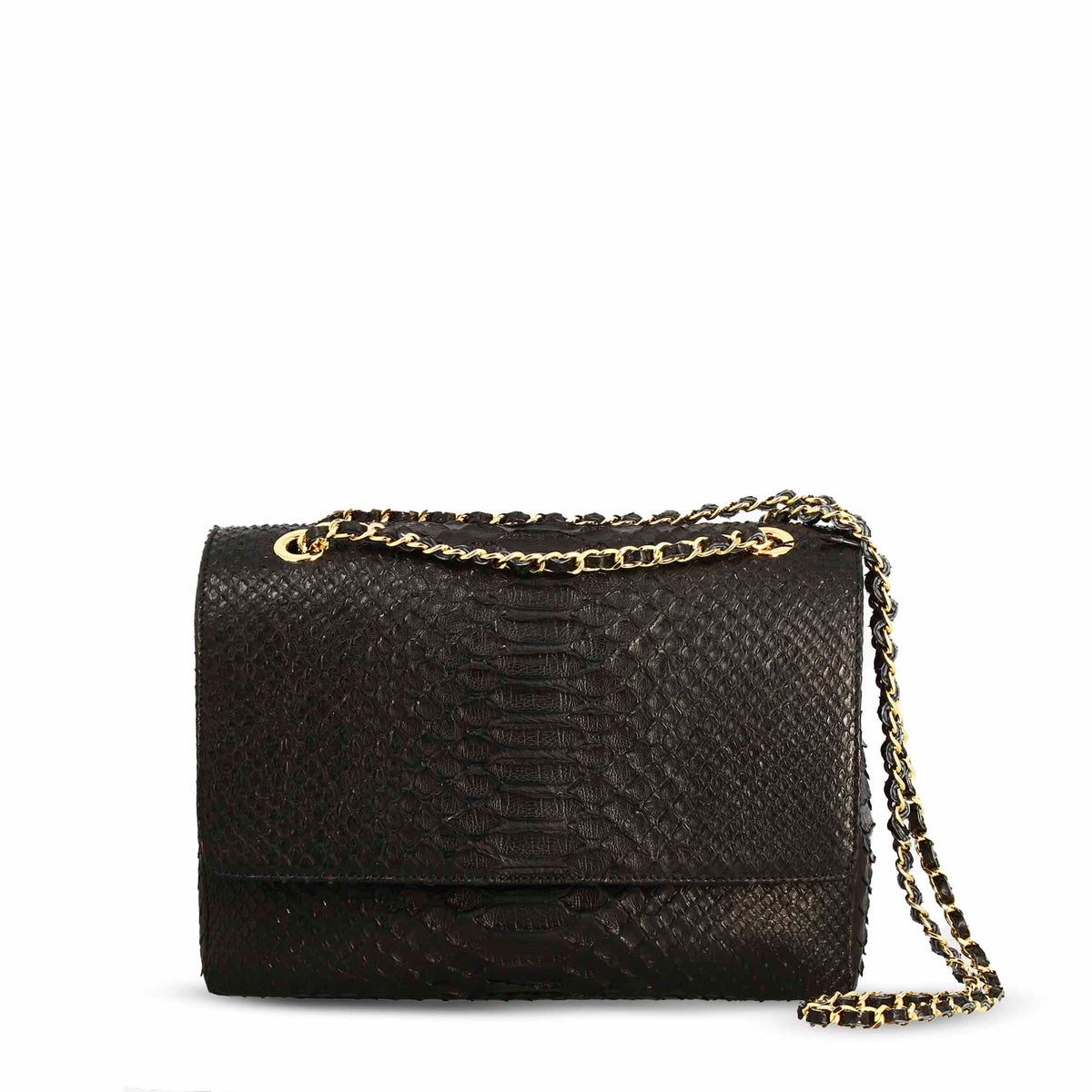 Borsa a spalla da donna in pelle pregiata nera - LeonardoShoes