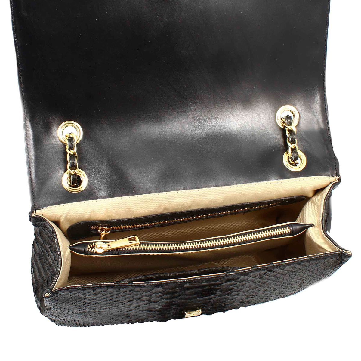 Borsa a spalla da donna in pelle pregiata nera - LeonardoShoes