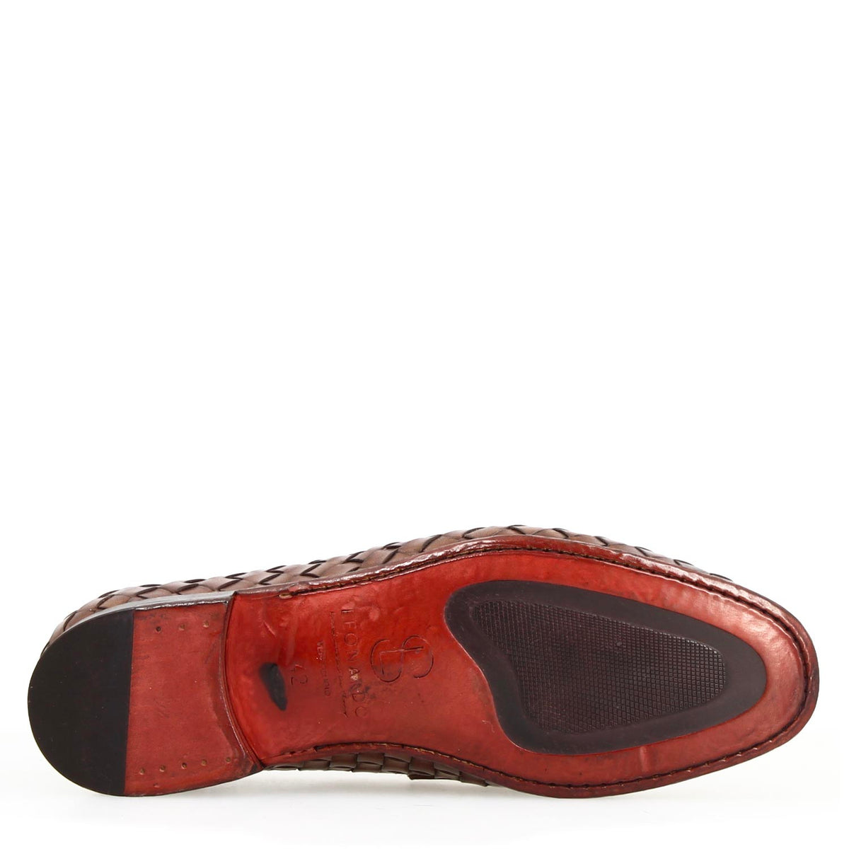 Mocassino Ludovico da uomo in pelle intrecciata marrone - LeonardoShoes