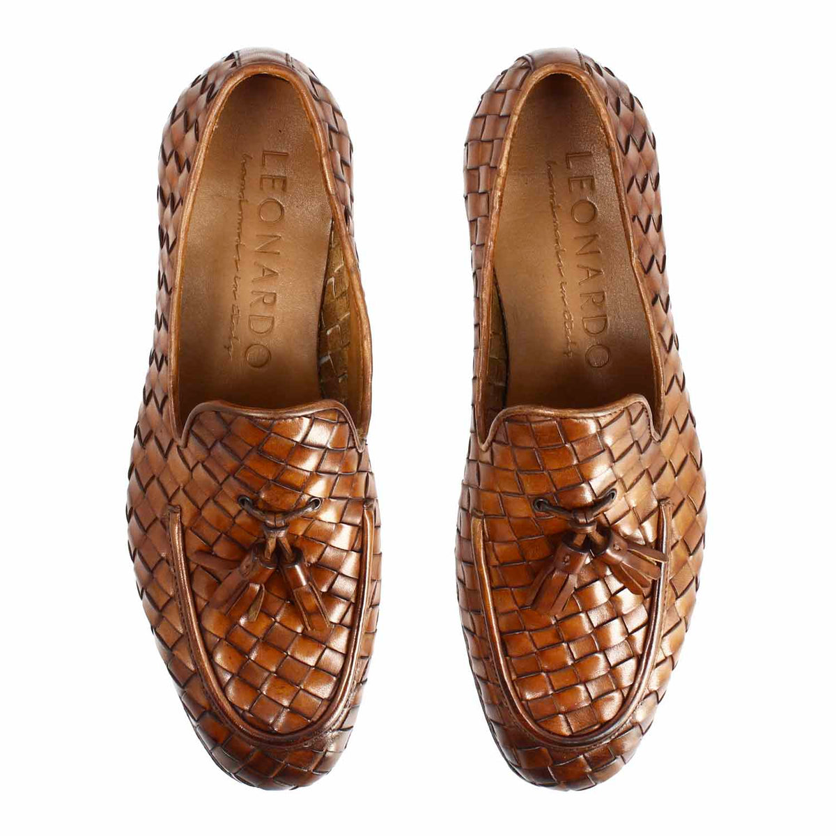 Mocassino Giuliano da uomo in pelle marrone con nappine