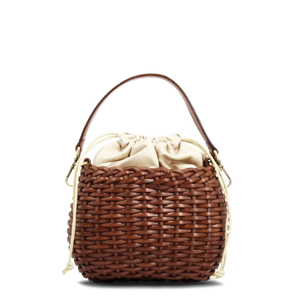 Borsa Canestra XS artigianale in pelle intrecciata marrone - LeonardoShoes