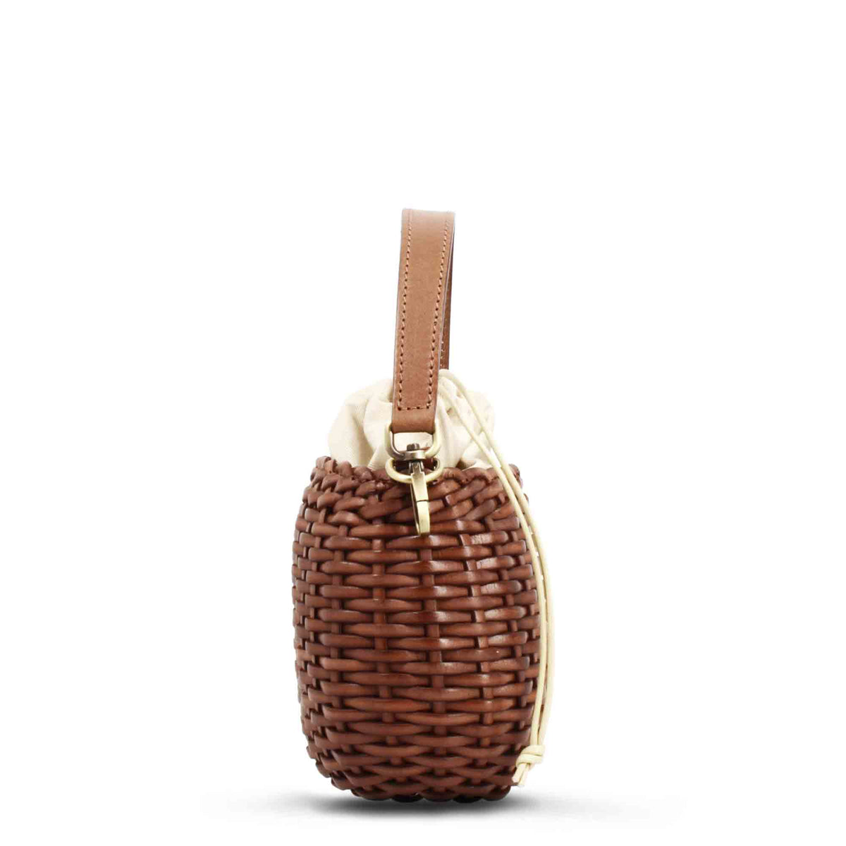 Borsa Canestra XS artigianale in pelle intrecciata marrone - LeonardoShoes