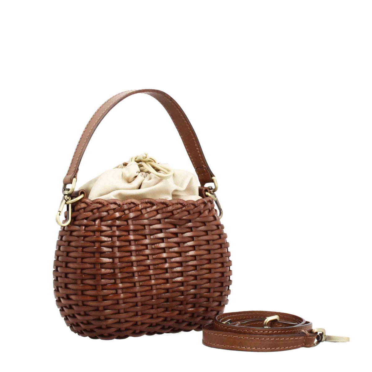 Borsa Canestra XS artigianale in pelle intrecciata marrone - LeonardoShoes