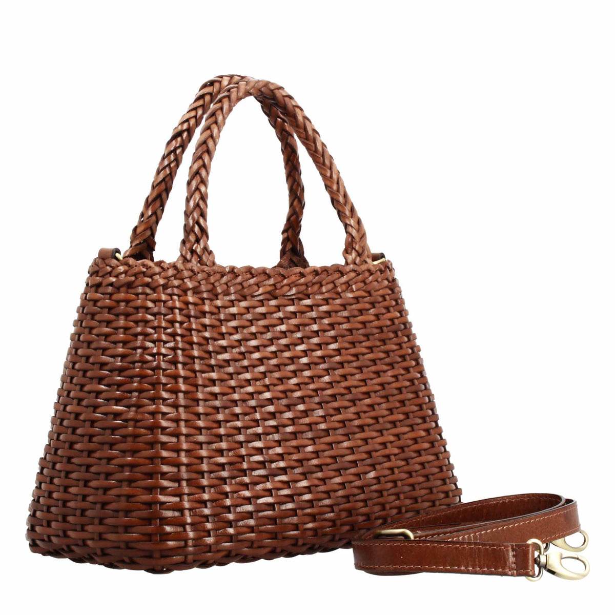Borsa Canestra XL artigianale in pelle intrecciata marrone - LeonardoShoes