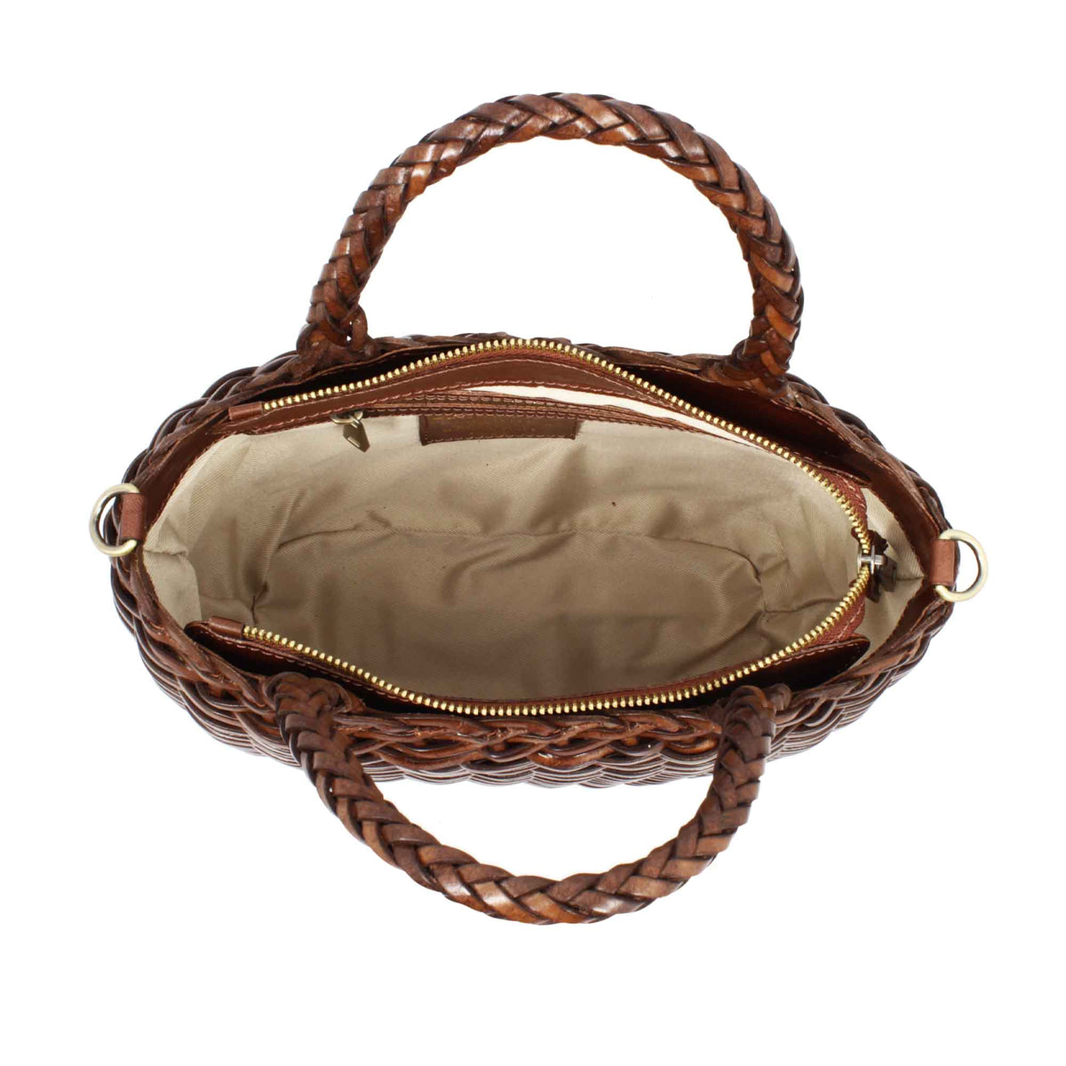 Borsa Canestra XL artigianale in pelle intrecciata marrone - LeonardoShoes