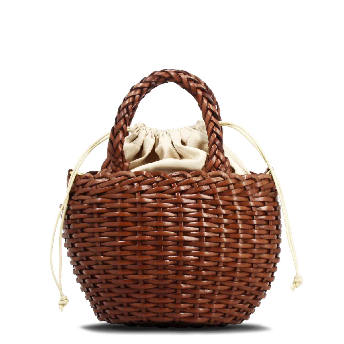 Borsa Canestra M artigianale in pelle intrecciata marrone - LeonardoShoes