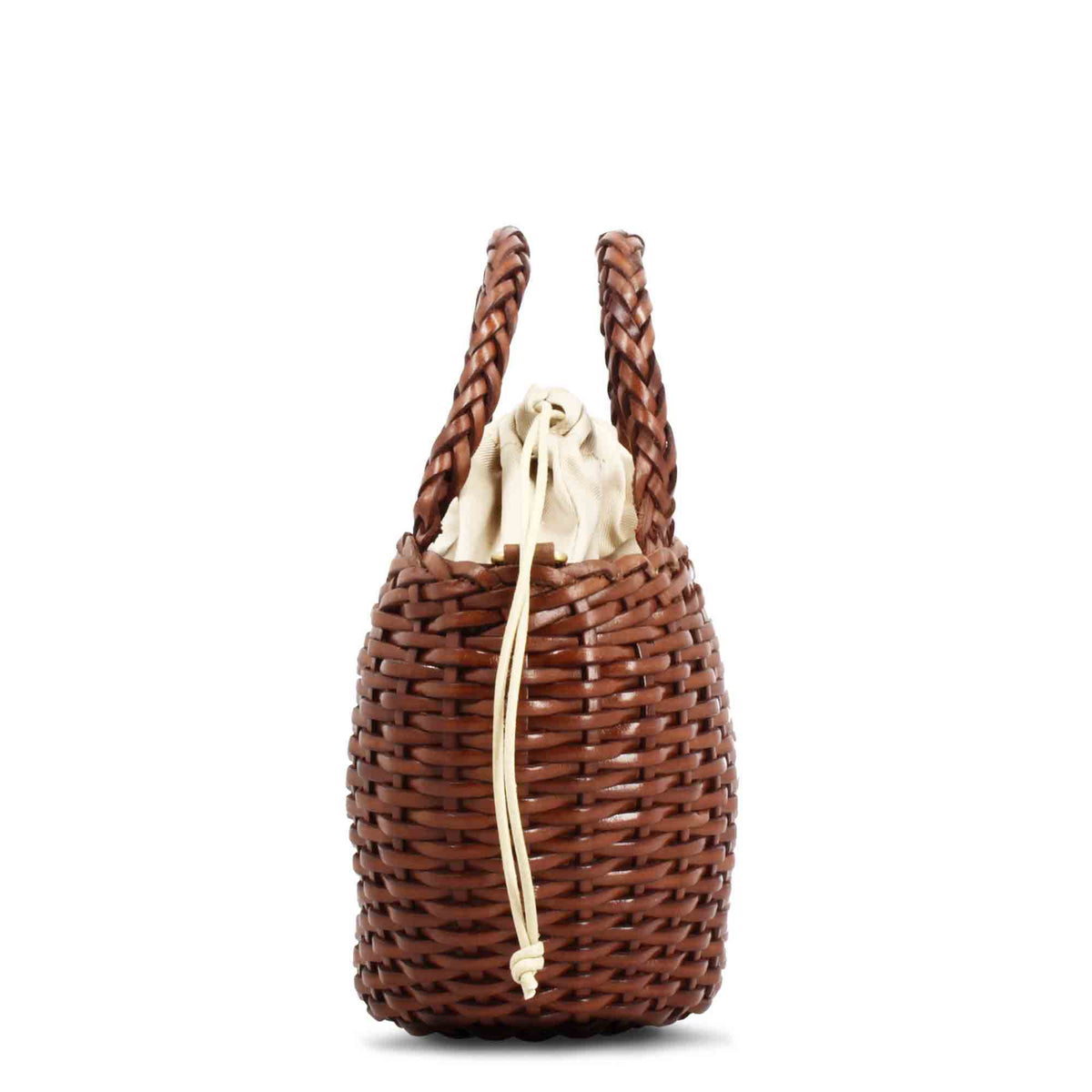 Borsa Canestra M artigianale in pelle intrecciata marrone - LeonardoShoes