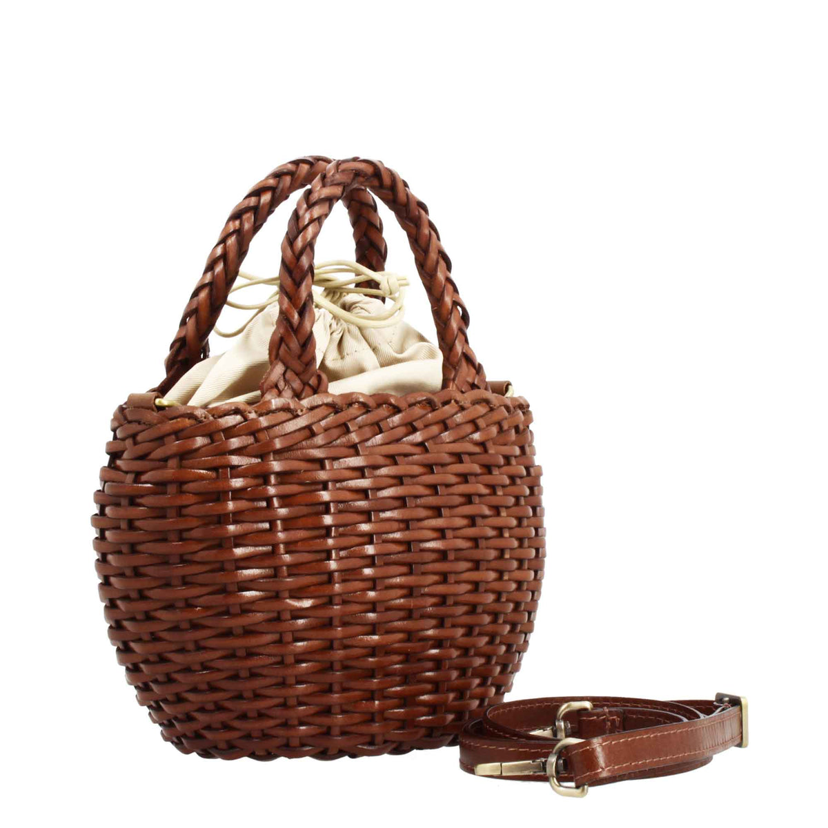 Borsa Canestra M artigianale in pelle intrecciata marrone - LeonardoShoes