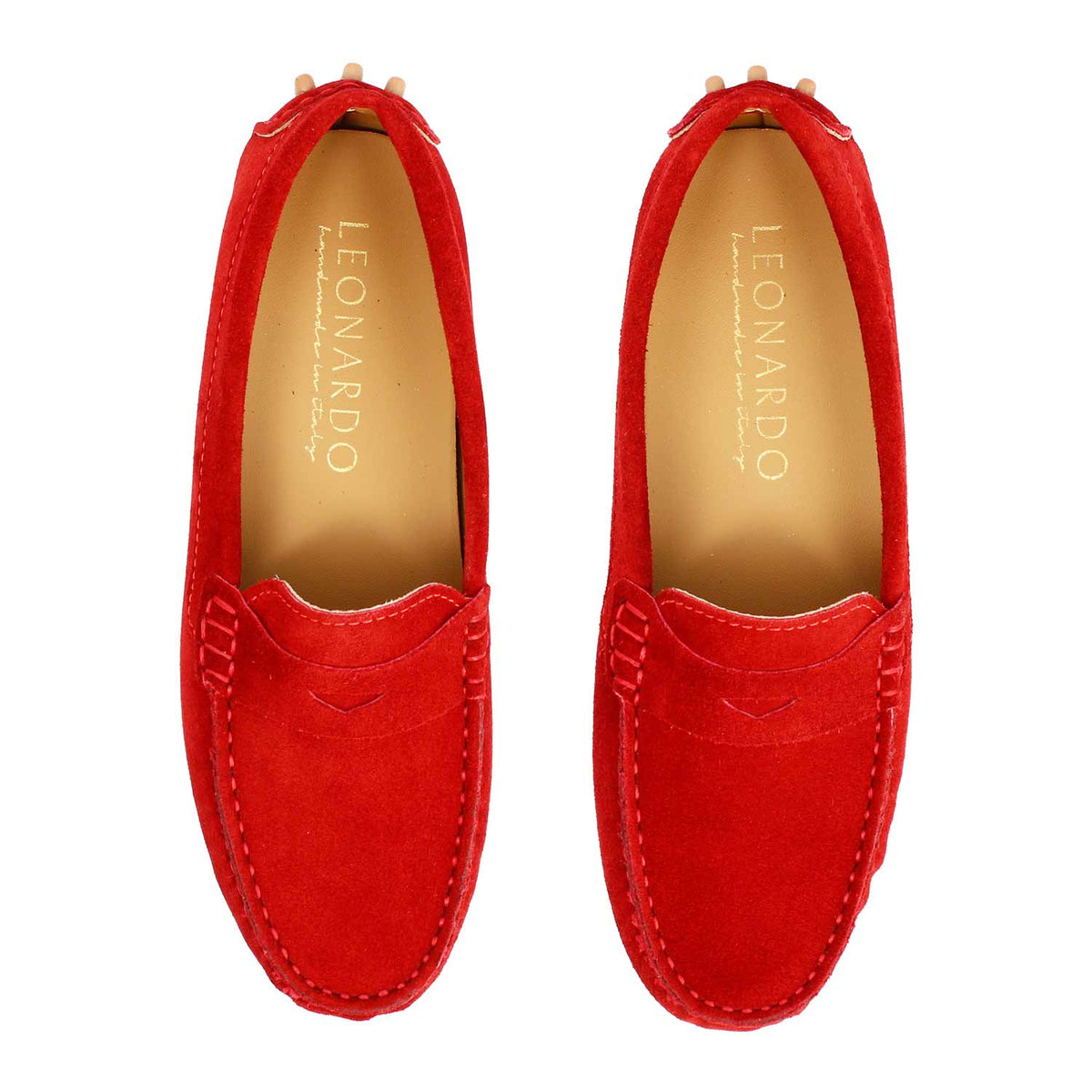 Car shoe Garda da donna in camoscio rosso - LeonardoShoes