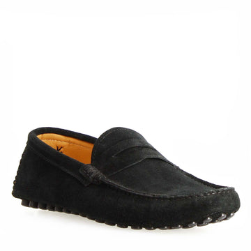 Car shoe Garda da uomo in pelle scamosciata nera - LeonardoShoes