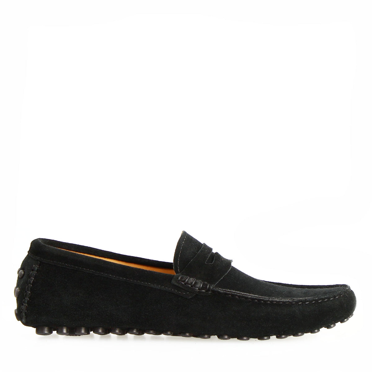 Car shoe Garda da uomo in pelle scamosciata nera - LeonardoShoes