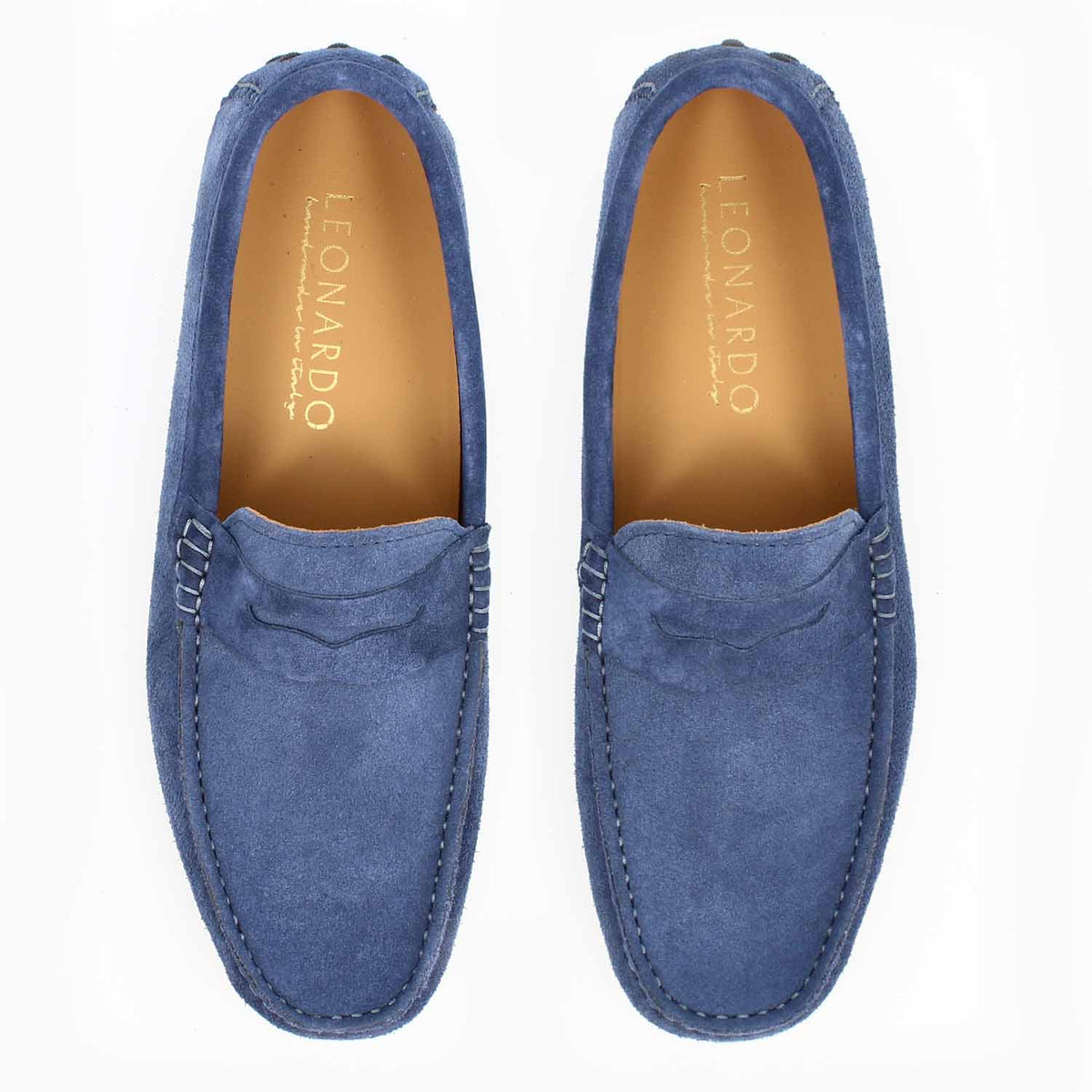 Car shoe Garda da uomo in camoscio celeste - LeonardoShoes