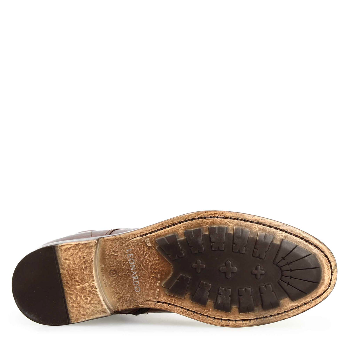 Stivaletto cap toe da uomo in pelle pregiata marrone - LeonardoShoes
