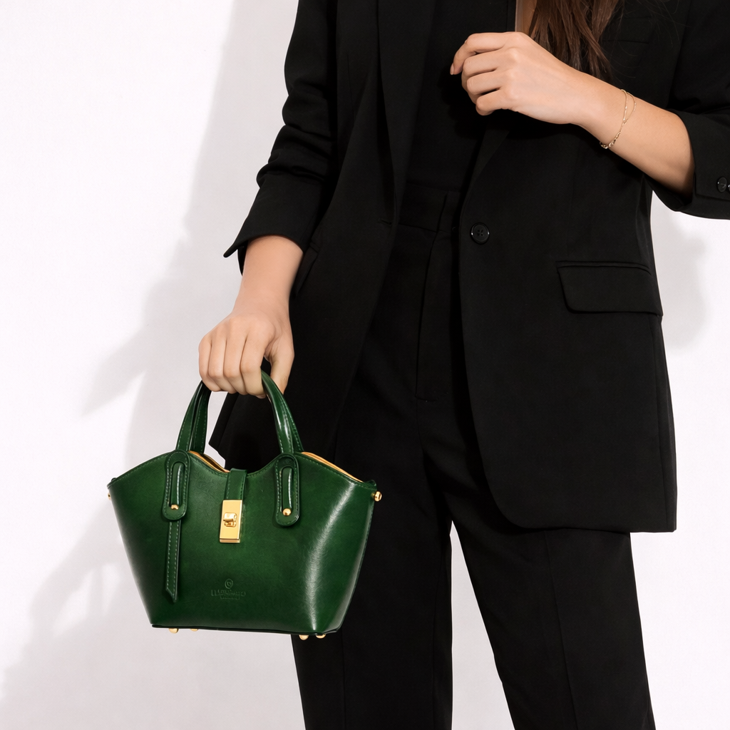 Borsa a mano Lisa da donna in pelle verde - LeonardoShoes