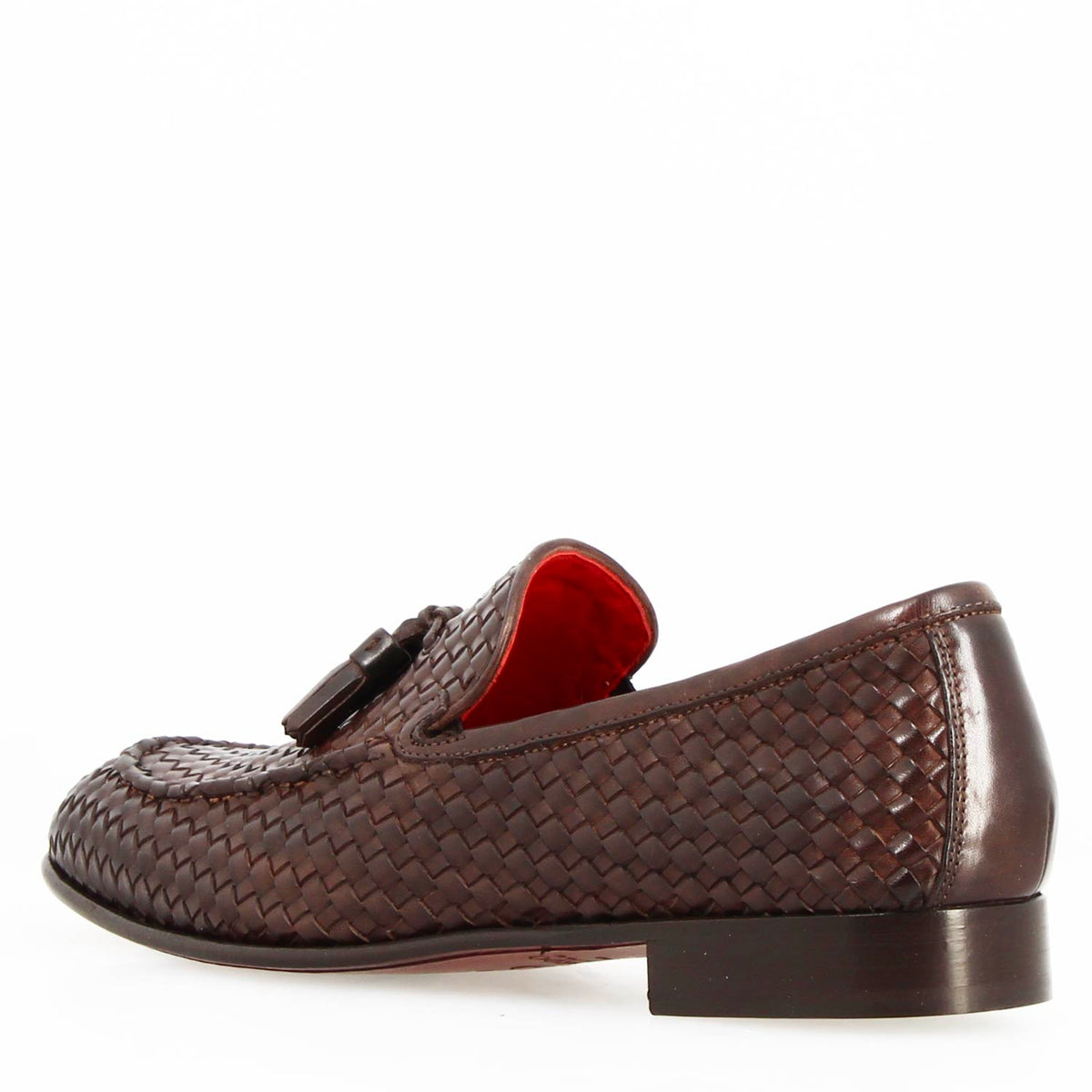Mocassino Novello da uomo in pelle intrecciata moro