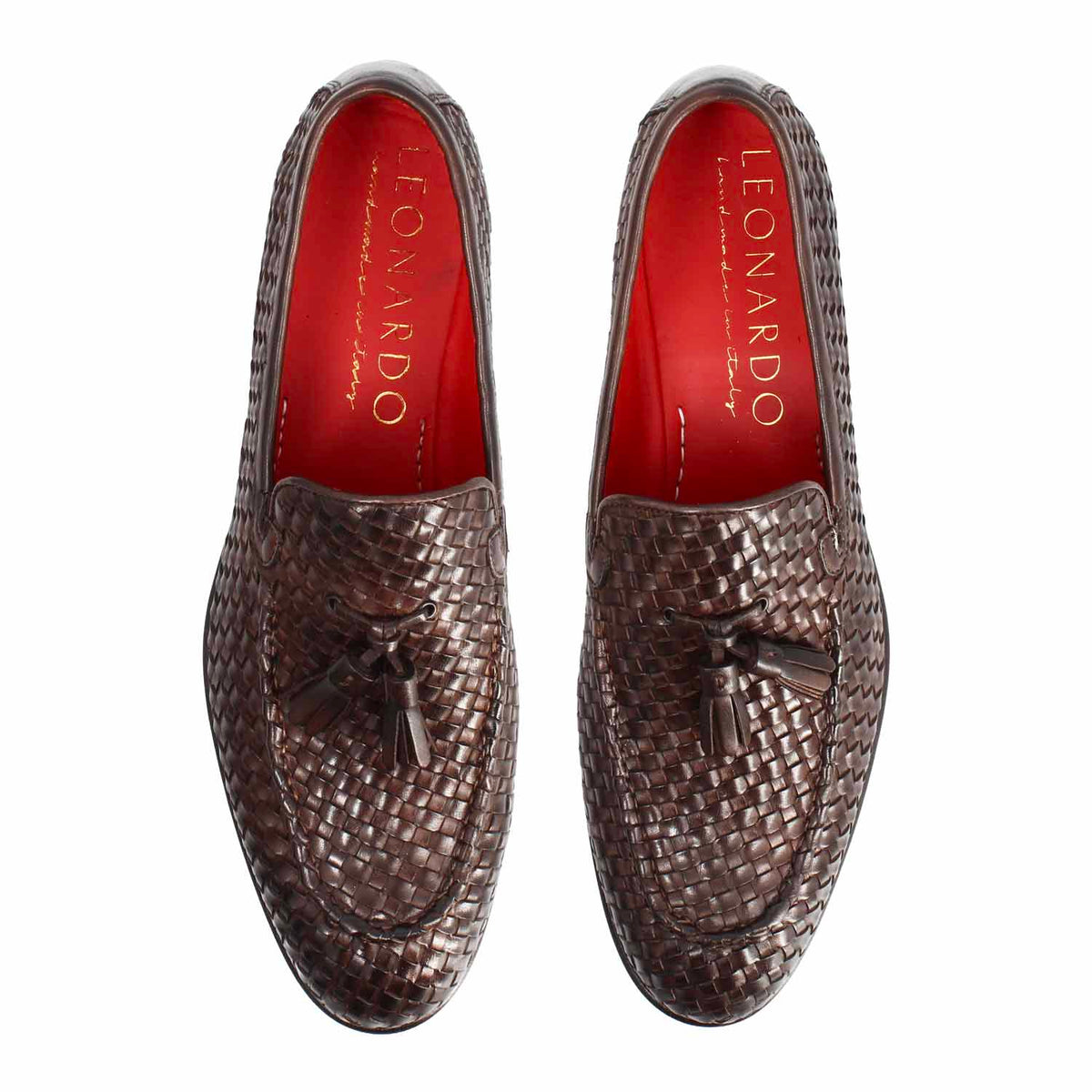 Mocassino Novello da uomo in pelle intrecciata moro