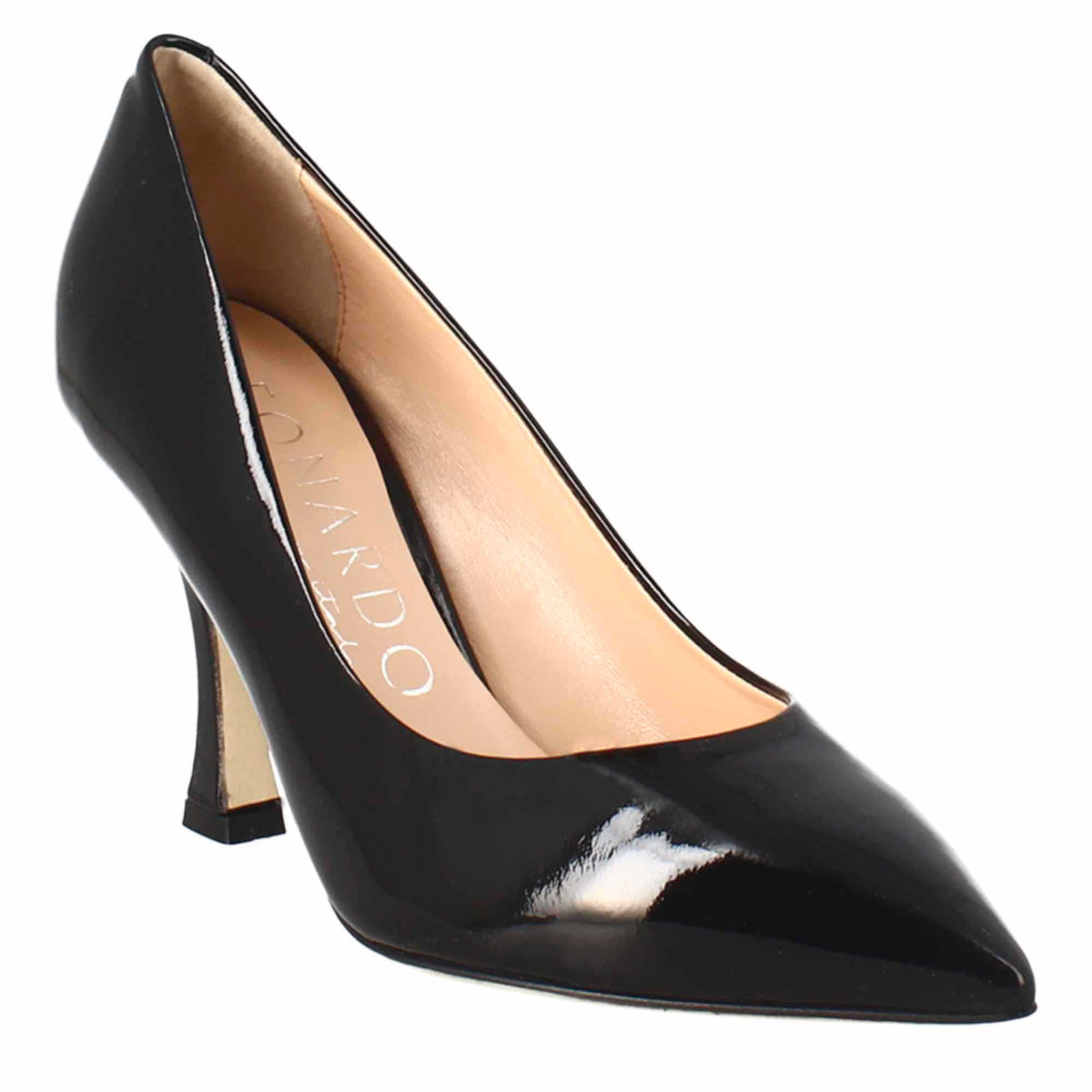 Décolleté da donna in pelle verniciata colore nero a punta - LeonardoShoes