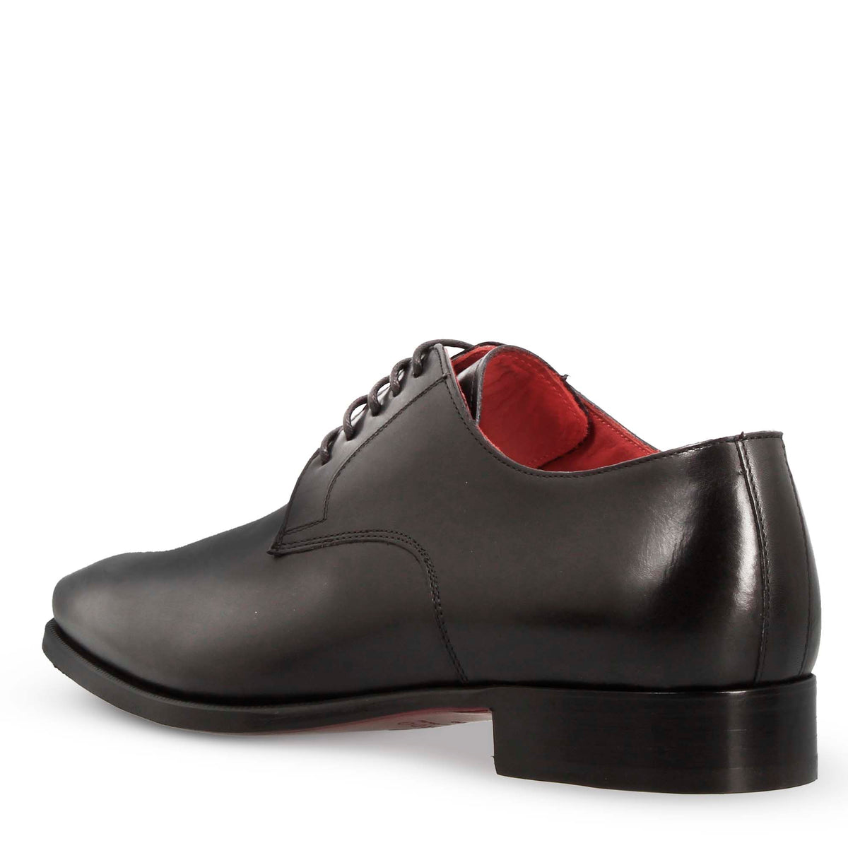 Derby da uomo in pelle colore nero liscia con punta squadrata con disegno - LeonardoShoes
