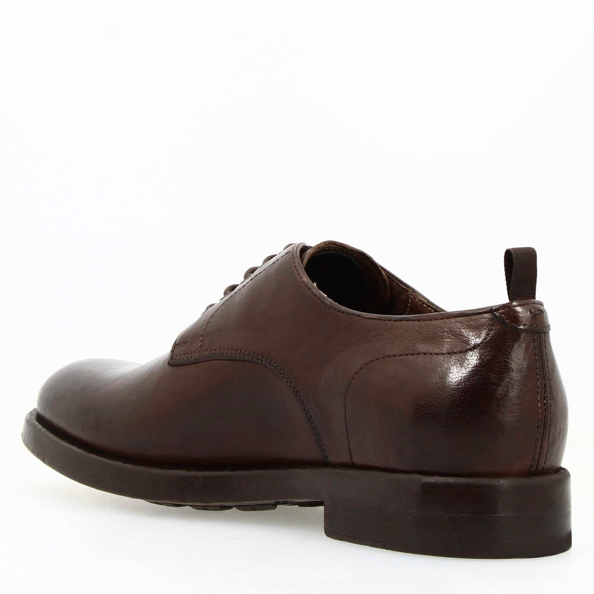 Derby da uomo moderna in pelle pregiata marrone scuro - LeonardoShoes