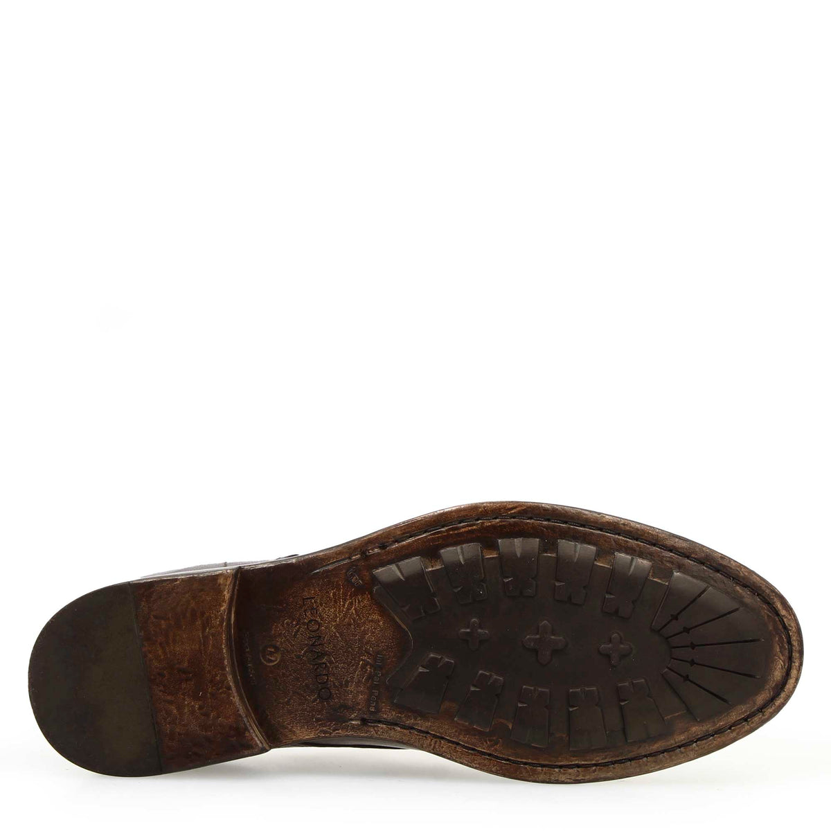 Derby da uomo moderna in pelle pregiata marrone scuro - LeonardoShoes