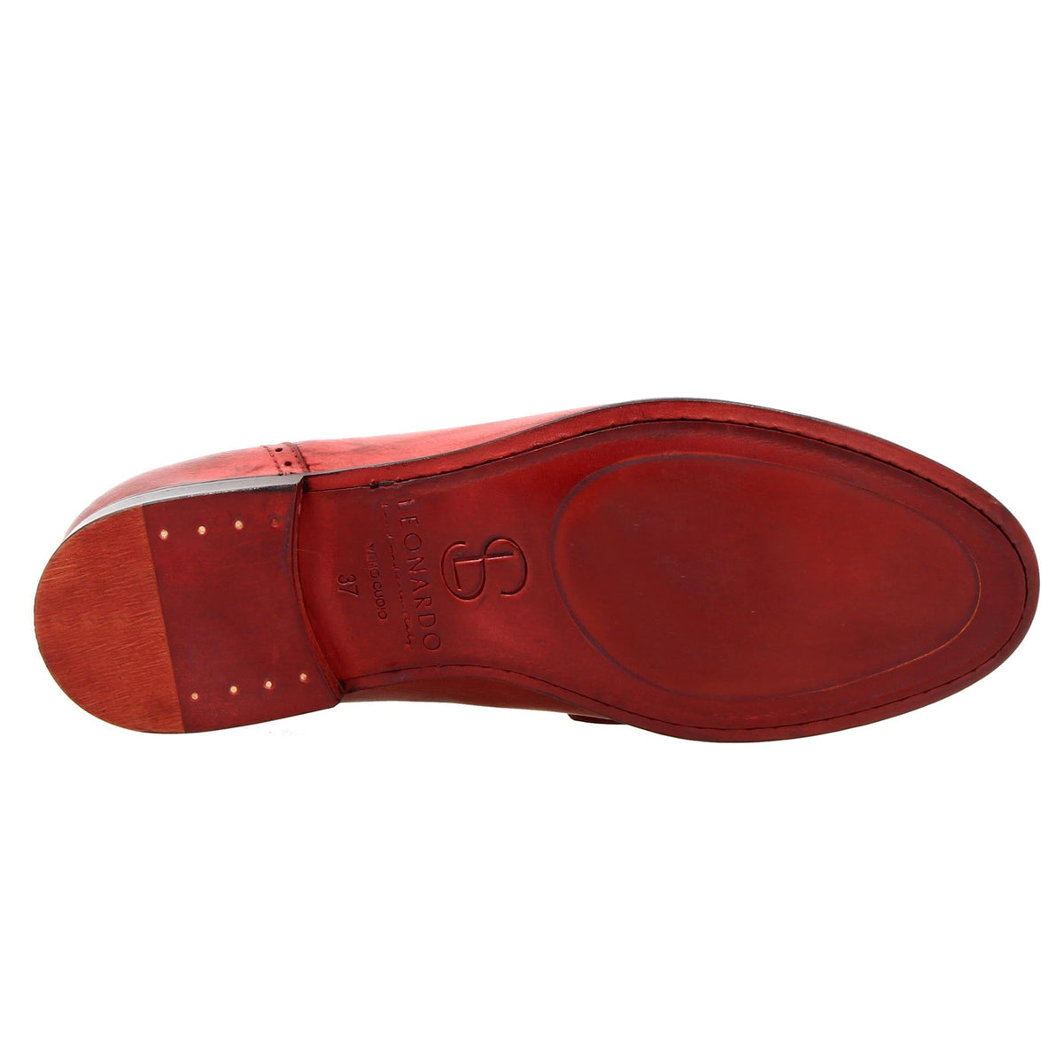 Mocassini da donna artigianali in pelle colore rosso - LeonardoShoes