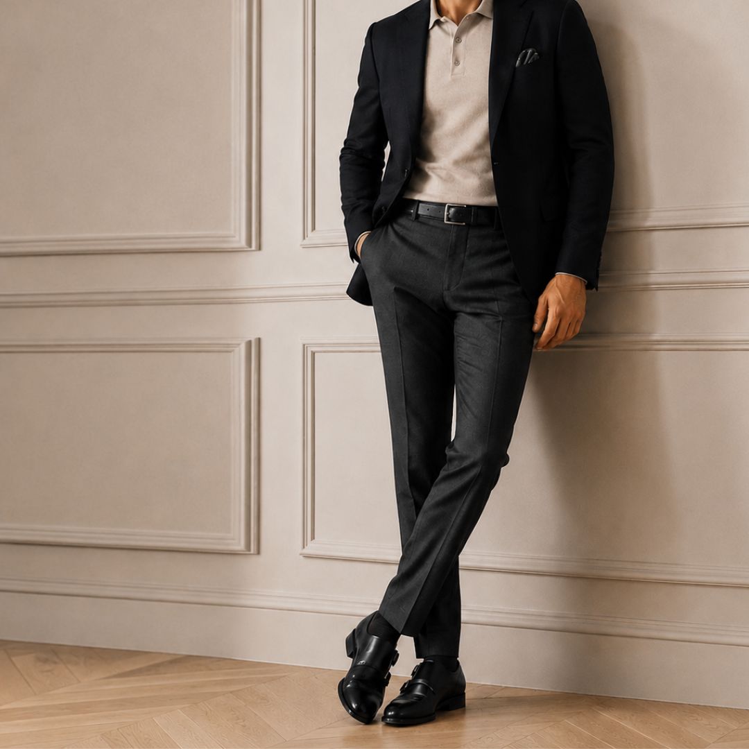 Doppia fibbia Achille da uomo in pelle nera - LeonardoShoes