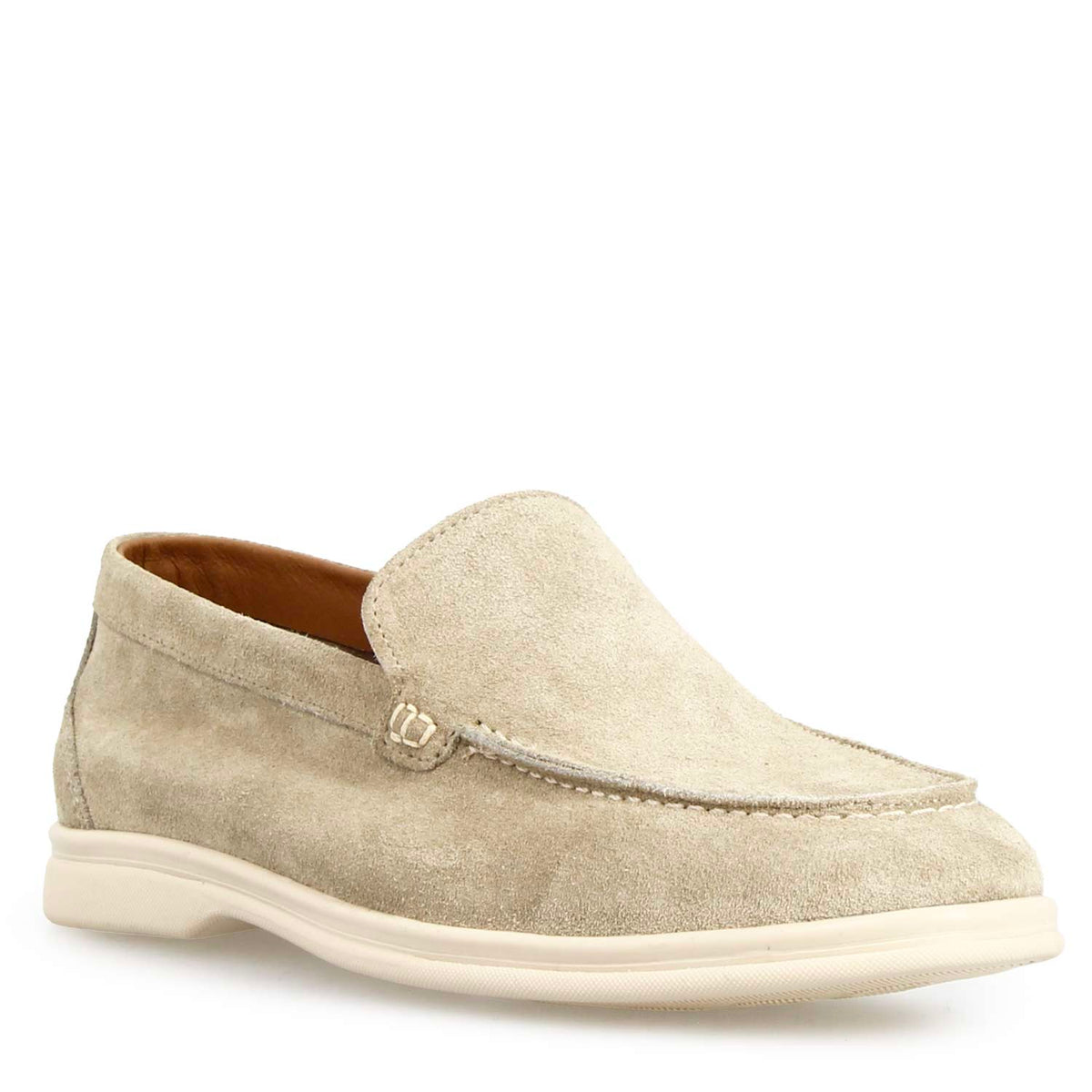 Mocassino Elite da uomo in camoscio beige - LeonardoShoes