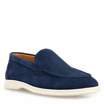 Mocassino Elite da uomo in camoscio blu - LeonardoShoes