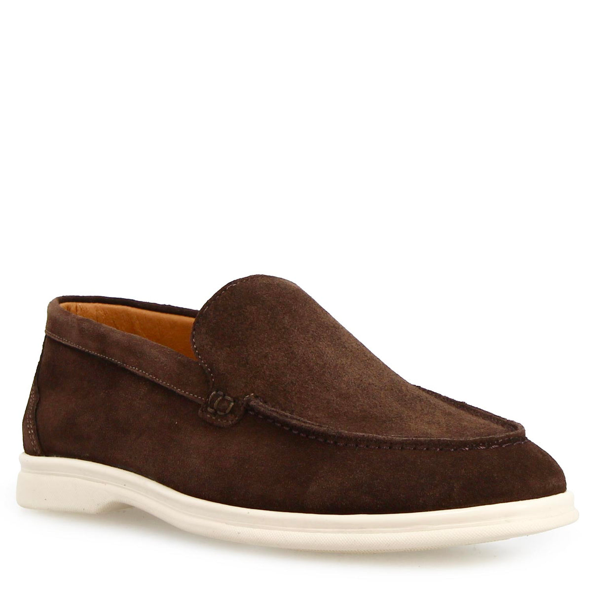 Mocassino Elite da uomo in pelle scamosciata marrone scuro - LeonardoShoes