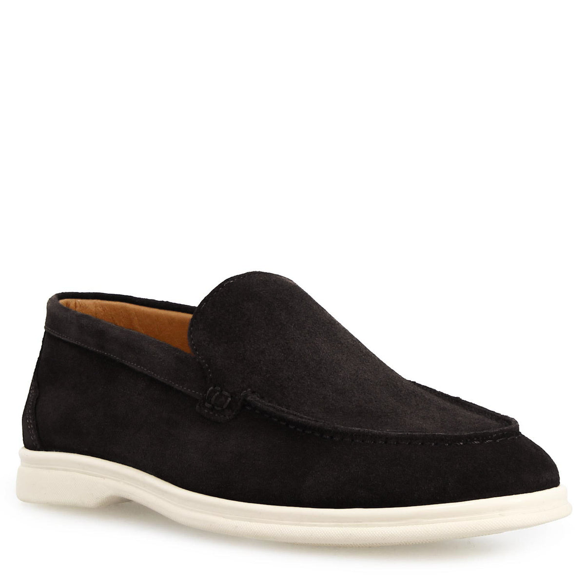 Mocassino Elite da uomo in pelle scamosciata nera - LeonardoShoes