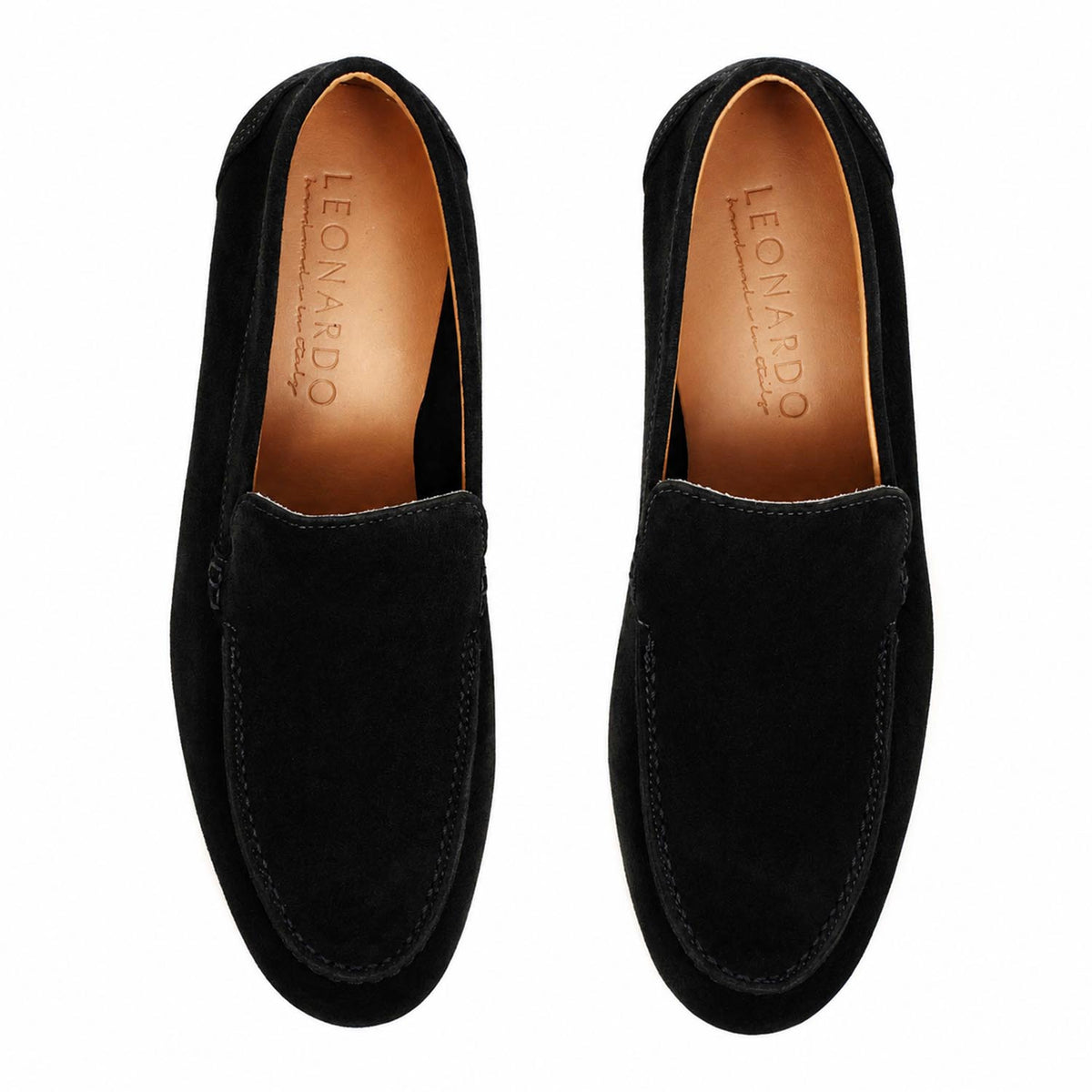 Mocassino Elite da uomo in pelle scamosciata nera - LeonardoShoes