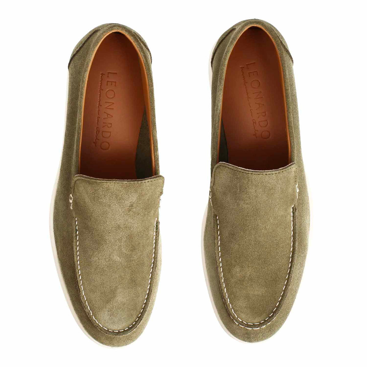 Mocassino Elite da uomo in camoscio verde - LeonardoShoes