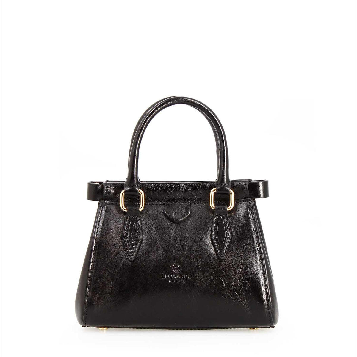 Borsetta a mano Fiorenza in pelle con tracolla rimovibile colore nero - LeonardoShoes