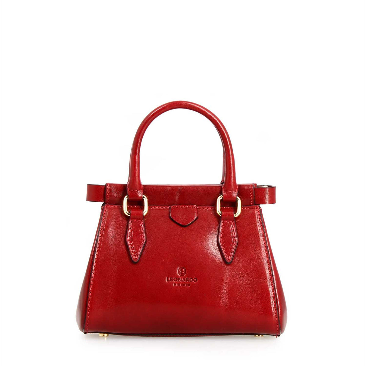 Borsetta a mano Fiorenza in pelle con tracolla rimovibile colore rosso - LeonardoShoes