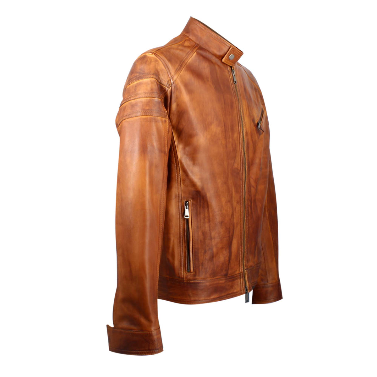 Giacca sportiva da uomo in pelle marrone conciata al vegetale - LeonardoShoes