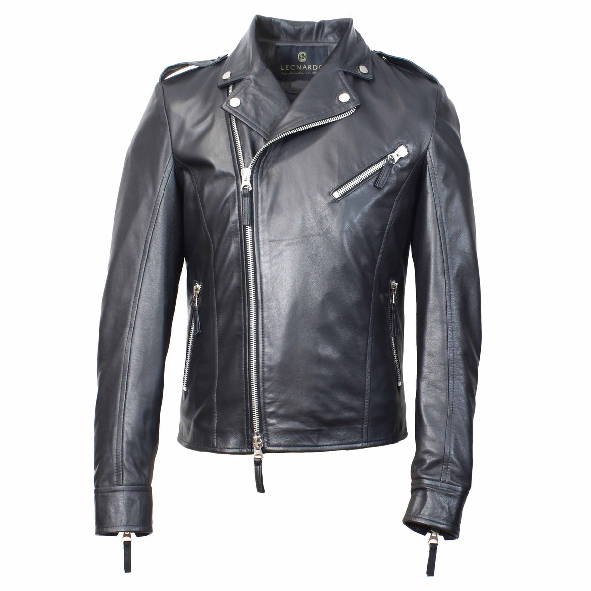 Giacca riders Hakan da uomo fatta a mano in pelle nera - LeonardoShoes